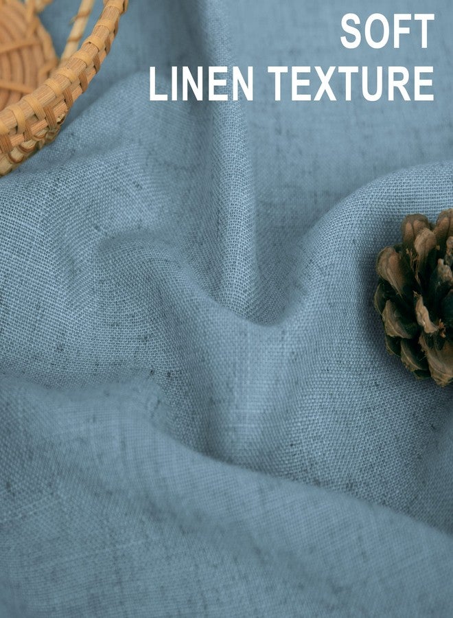 DANCURTON Light Blue Kitchen Curtain 24 Inch Length for Small Window 2 Panel Back Tab Pocket Cotton Textured Sheer Linen Short Cafe Curtain Valance for Bathroom Laundry Garage Country Farmhouse 30x24 Stone Blue - Image 3